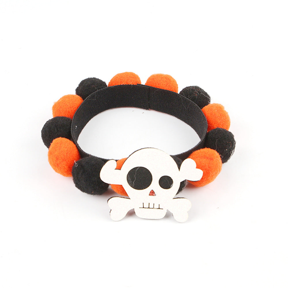 Halloween Pet Fur Ball Collar Pumpkin Accessories