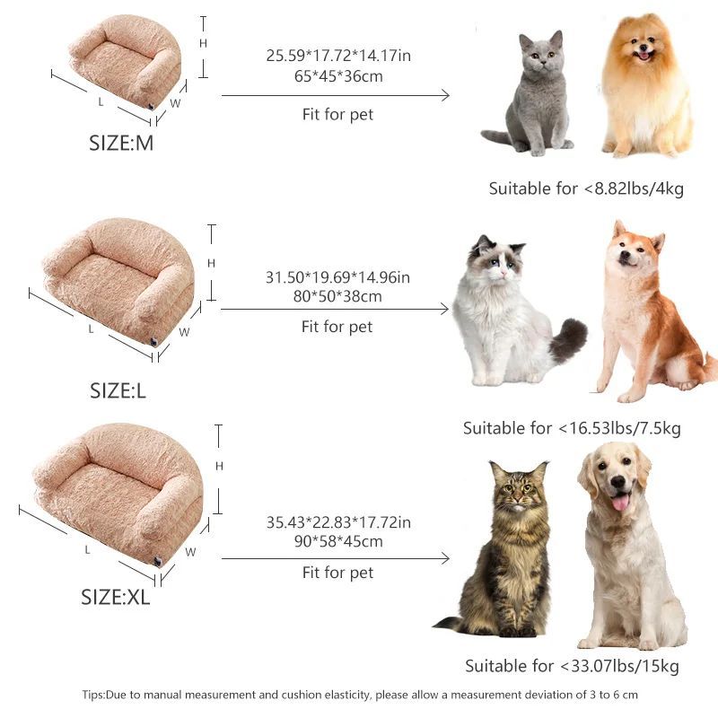 Plush Pet Sofa Bed - All-season, Non-slip Bottom, Durable And Scratch-resistant, Suitable For Dogs And Cats