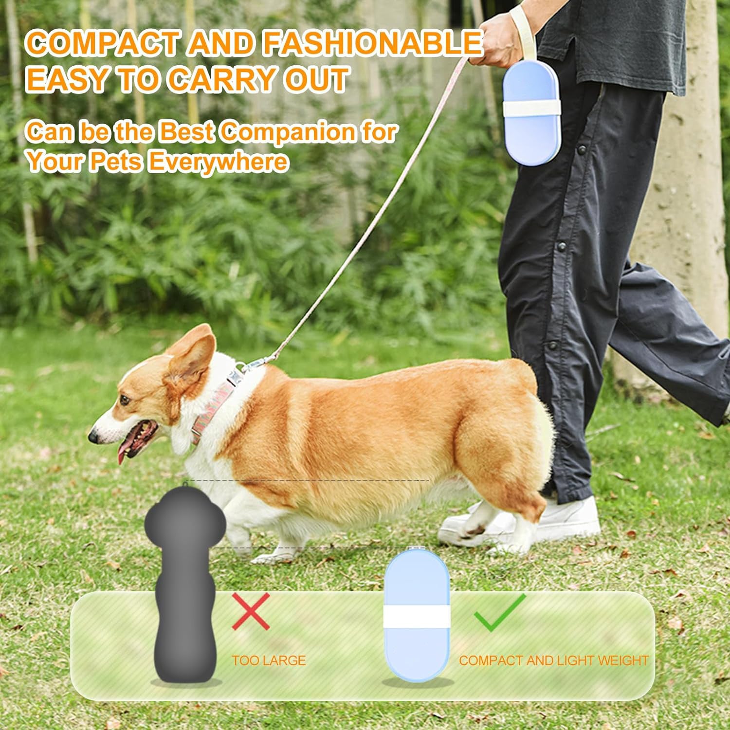 Dog Water Bottle Dog Bowl 2-in-1 Food Container Large Enough For Dog Treats Steak Sticks Bars Portable Pet Water Dispenser For Hiking Travel Cat Bowls And Pet Water Bottle